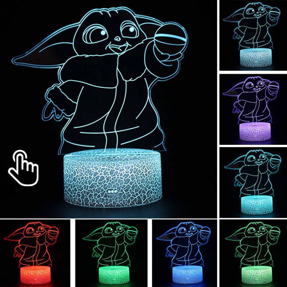 Star Wars Baby Yoda Figure 3D Illusion LED Nightlight Sleeping Light Model Anime Acrylic Action & Toy Fgures For Kid Xmas Gift King Gaming