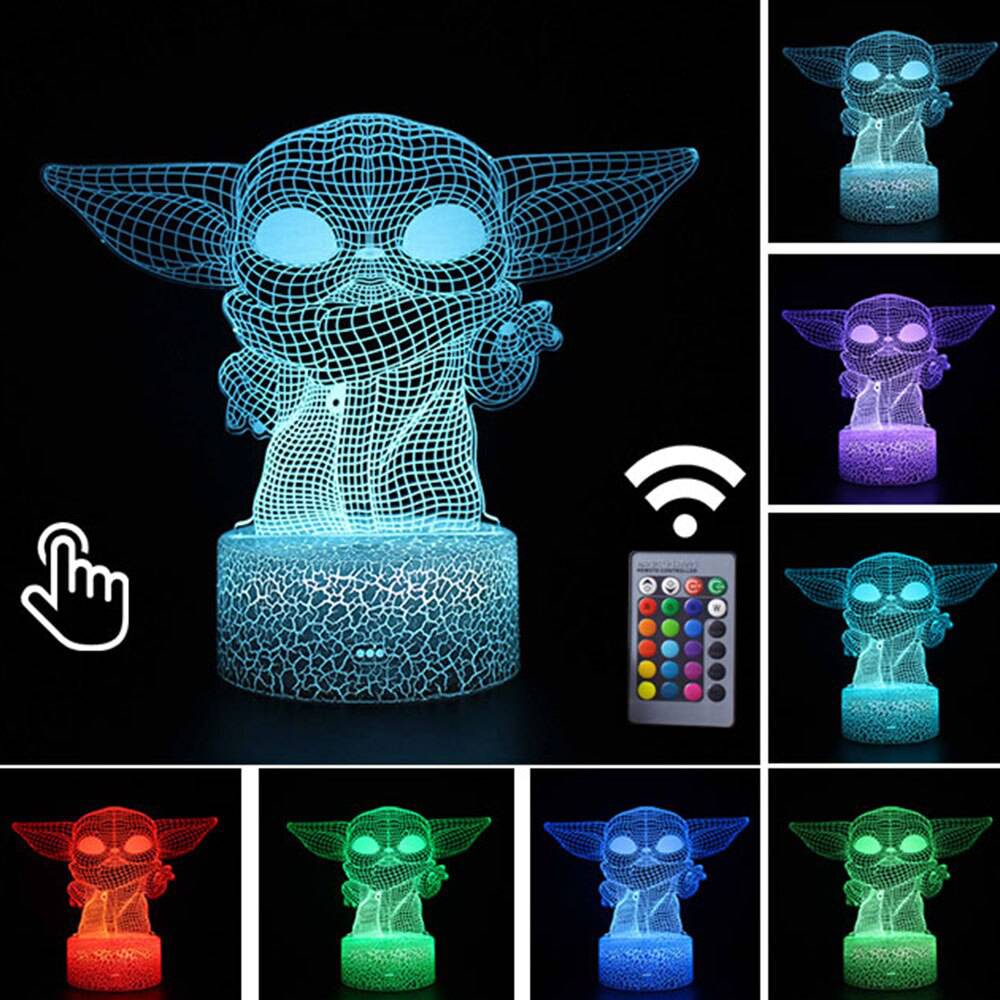 Star Wars Baby Yoda Figure 3D Illusion LED Nightlight Sleeping Light Model Anime Acrylic Action & Toy Fgures For Kid Xmas Gift King Gaming