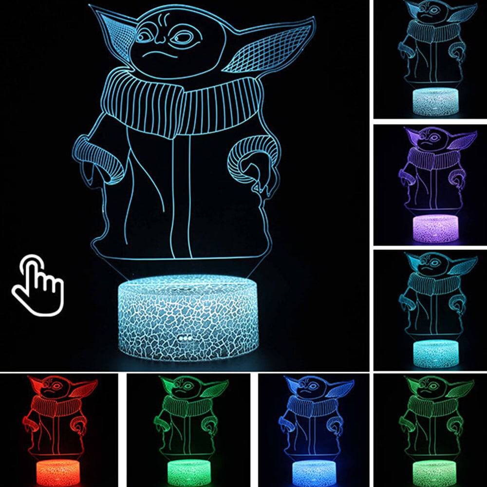 Star Wars Baby Yoda Figure 3D Illusion LED Nightlight Sleeping Light Model Anime Acrylic Action & Toy Fgures For Kid Xmas Gift King Gaming