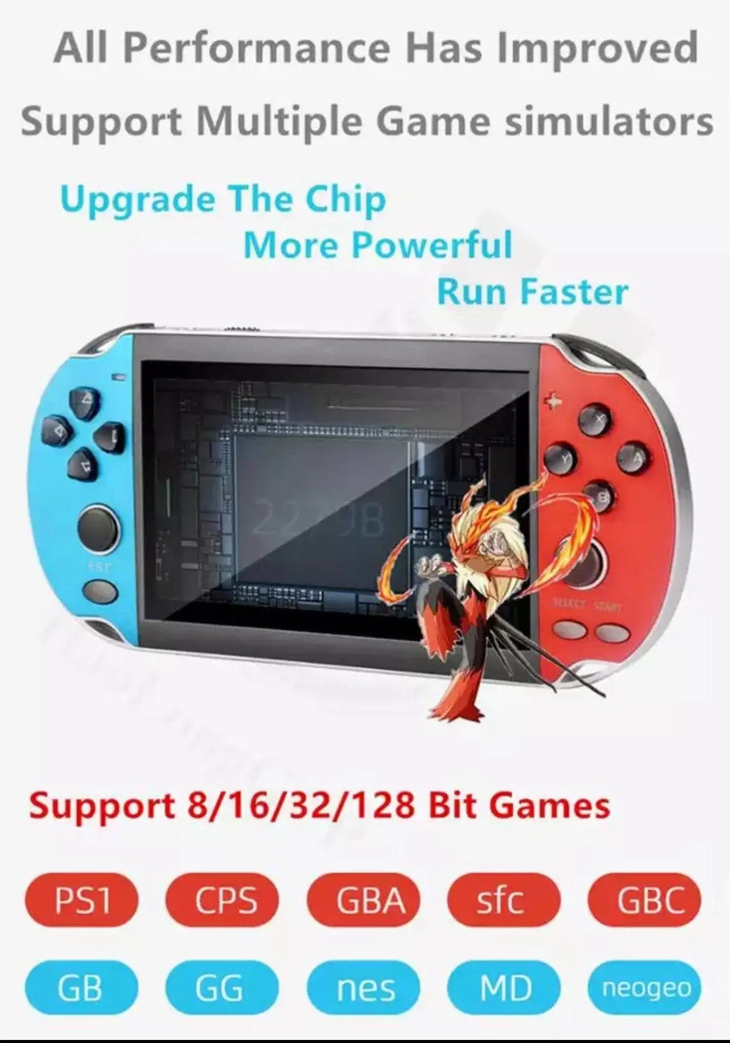 Handheld Game Console 4.3 inch Color Screen with 1000 Classic Games King Gaming