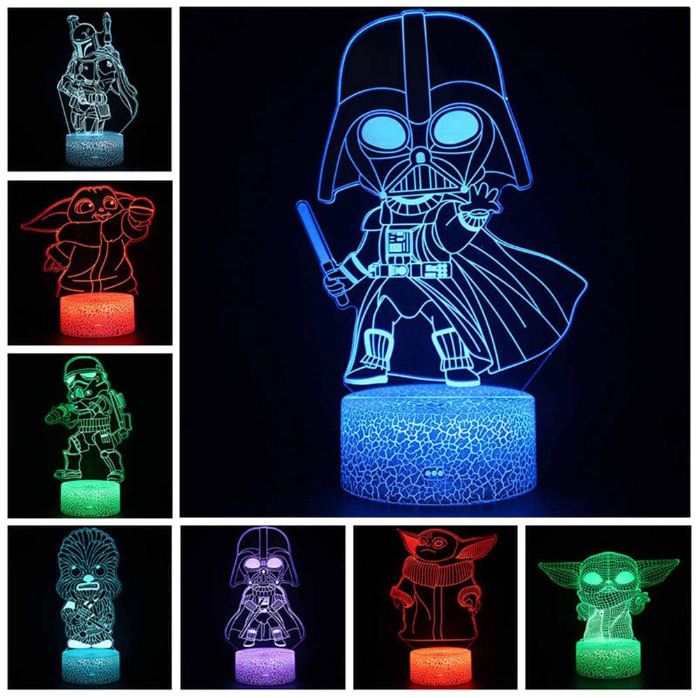 Star Wars Baby Yoda Figure 3D Illusion LED Nightlight Sleeping Light Model Anime Acrylic Action & Toy Fgures For Kid Xmas Gift King Gaming