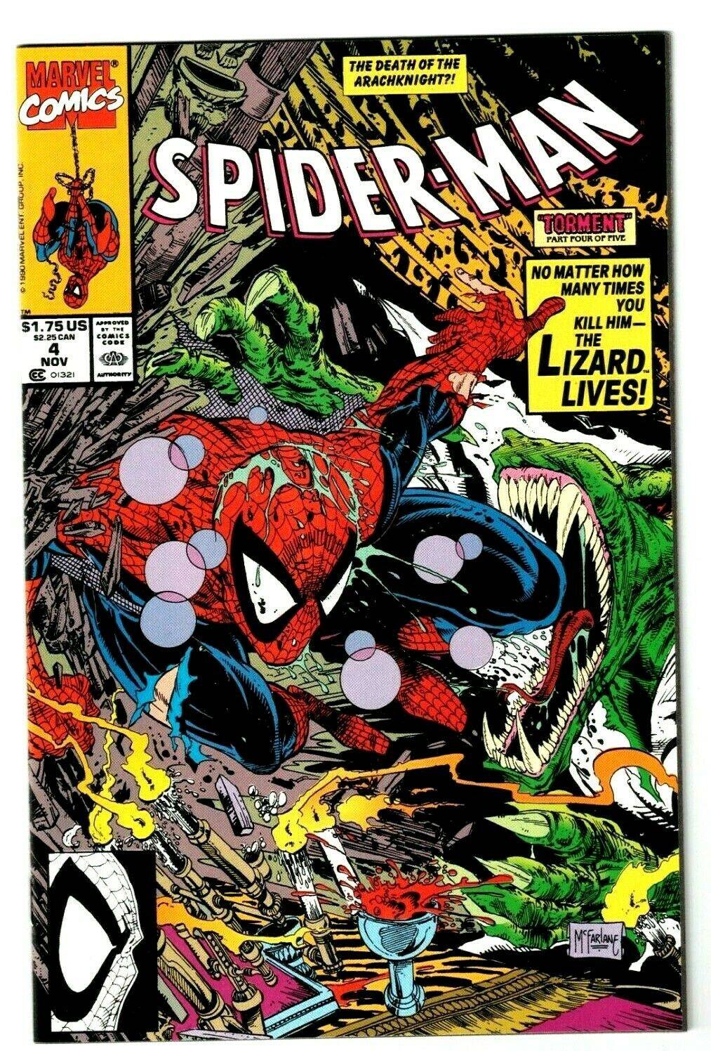 SPIDER-MAN #4 Todd McFarlane Art LIZARD Appearance! Marvel 1990 King Gaming